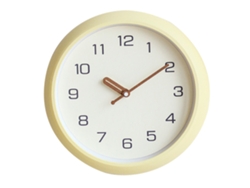 Reloj de pared decorativo redondo y silencioso Baok de 30 cm (12 pulgadas) con movimiento de cuarzo, ideal para pupitres escolares, de color beige y funciona con pilas.