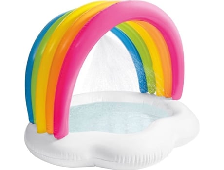 Piscina Hinchable INTEX Rectangular Arco íris con Chorro de Agua (82 L - PVC - 119x94x84 cm)