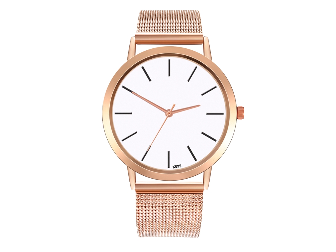Reloj Analógico De Cuarzo Con Correa De Malla Lujo Casual Zhoulianfa Oro Rosa
