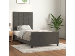 Estructura De Cama Sin Colchón Terciopelo Gris Oscuro 90x200 Cm