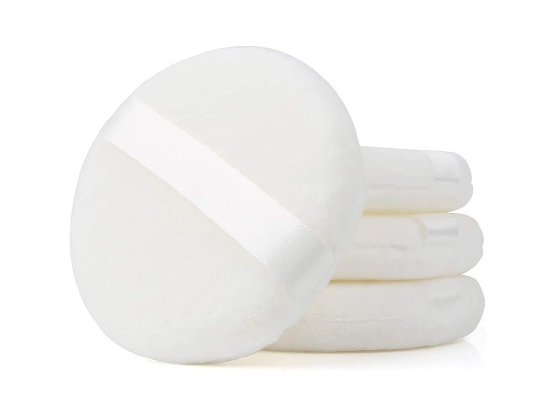 4 Borlas Grandes Redondas De 100 Mm Para Polvos Corporales Y Polvos Sueltos, Ultrasuaves.