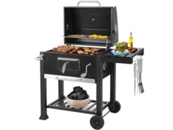 Parrilla de carbón para barbacoa, plancha de carbón ajustable en altura, amplia superficie de cocción, diseño de fácil movilidad