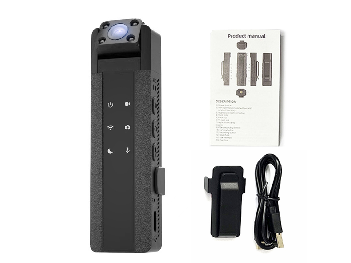 Cámara Wifi Portátil 2k Con Grabación De Audio, Visión Nocturna, Ángulo De Visión De 170°, Clip Y Batería De Larga Duración.