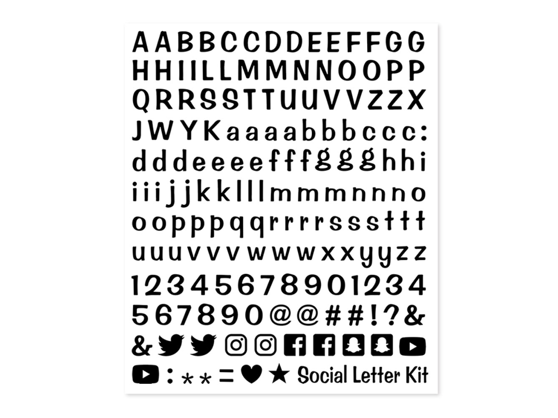 Kit de letras adhesivas modulares para redes sociales, negro 4r Quattroerre.it