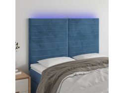 Cabecero Con Luces Led Terciopelo Azul Oscuro 144x5x118/128 Cm
