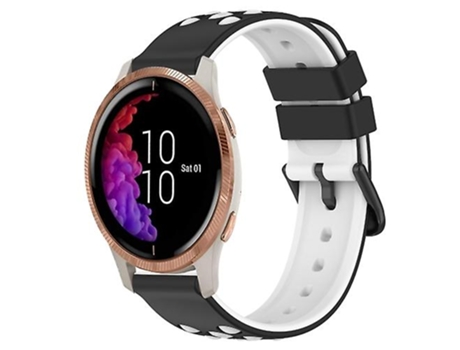 Correa para reloj Garmin Venu de silicona porosa de dos colores, color blanco y negro, 20mm VENISYMLIS