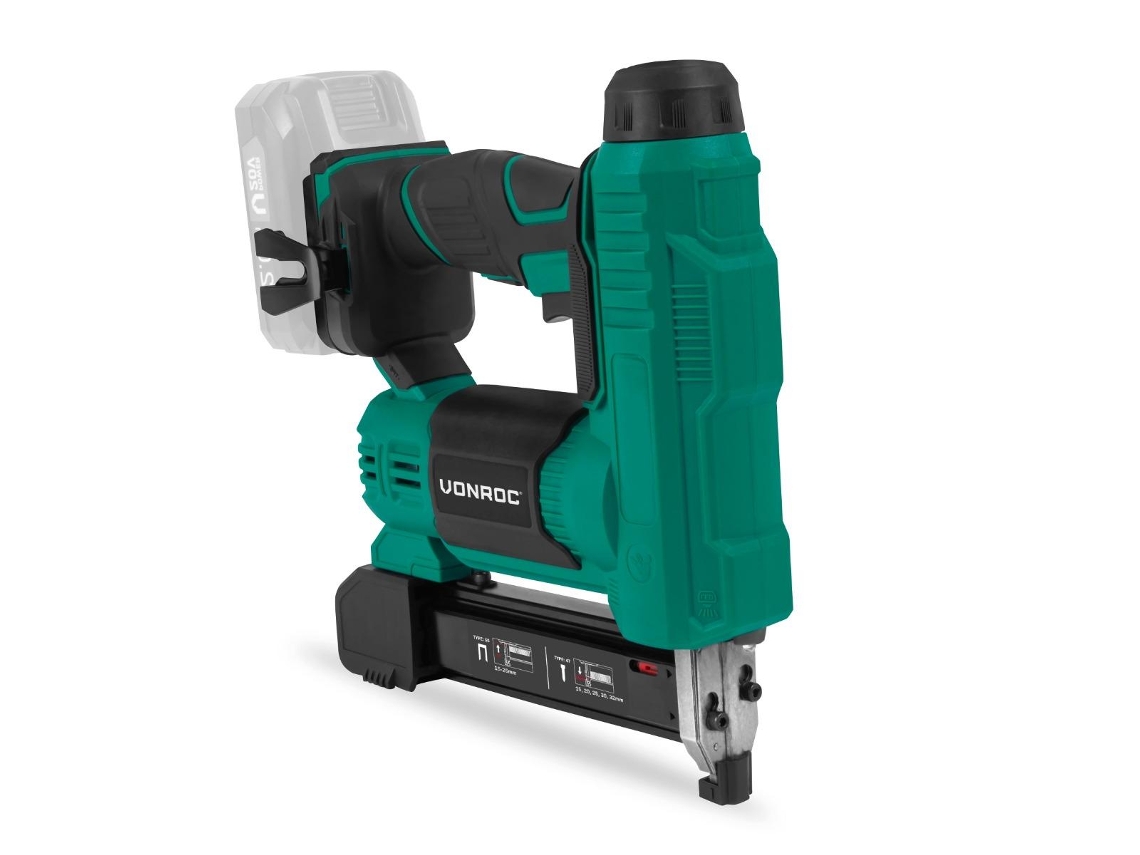Grapador Eléctrico VONROC Vpower 20V Incl 1000 Grapas y 1000 Clavos Excl Batería y Cargador Rápido
