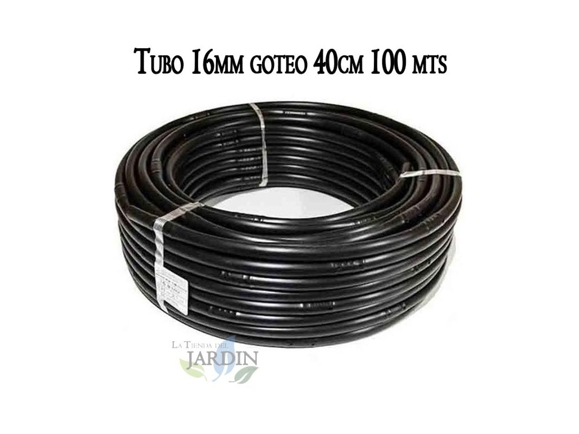 Tuberia Riego Por Goteo 16mm | Tubo Con Goteros Cada 40 Cm | Tuberia Goteo 16 Mm 100 Metros Negro