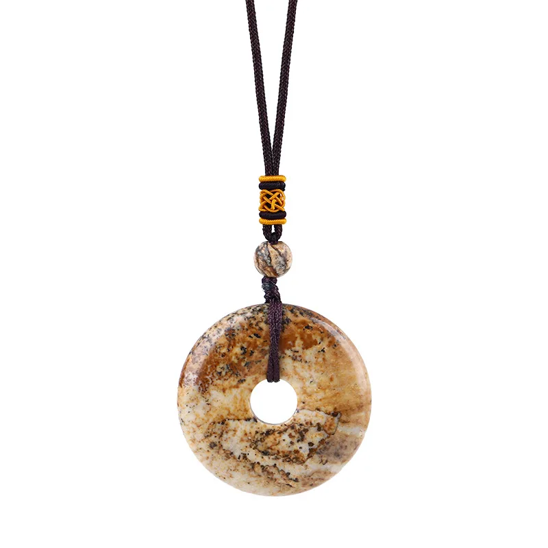(piedra Pintada) Anillo De Cristal Curativo Reiki, Collar De Donut, Joyería De Regalo