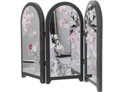 Separador De Ambientes Plegable De Tres Paneles Estilo Chino, Espejo Decorativo Plegable De Madera