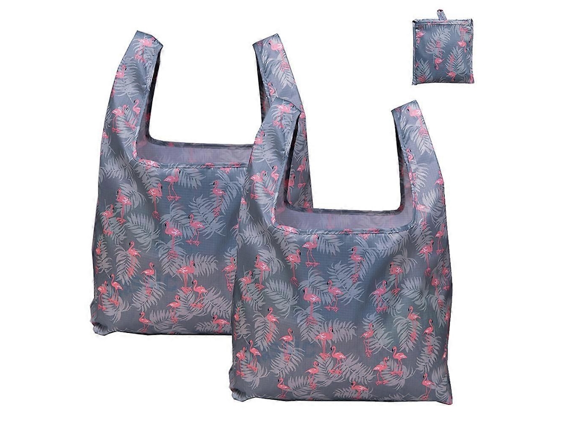 Juego de 2 bolsas de compra grandes, reutilizables y plegables con bolsillo incorporado, lavables a máquina, ideales para la cocina y las compras. GOKOCO
