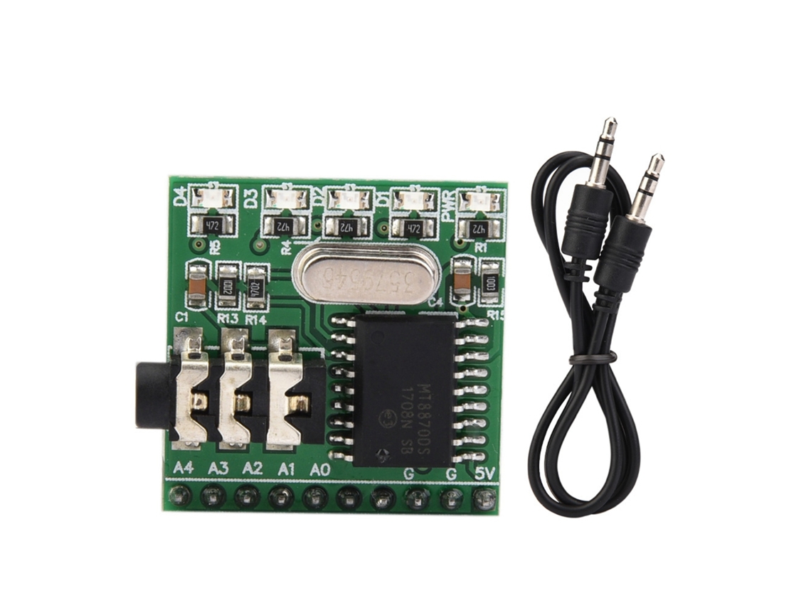Módulo Decodificador De Audio Dtmf Mt8870d Con 5 Led Y Pines De 5 V De 2,54 Mm.