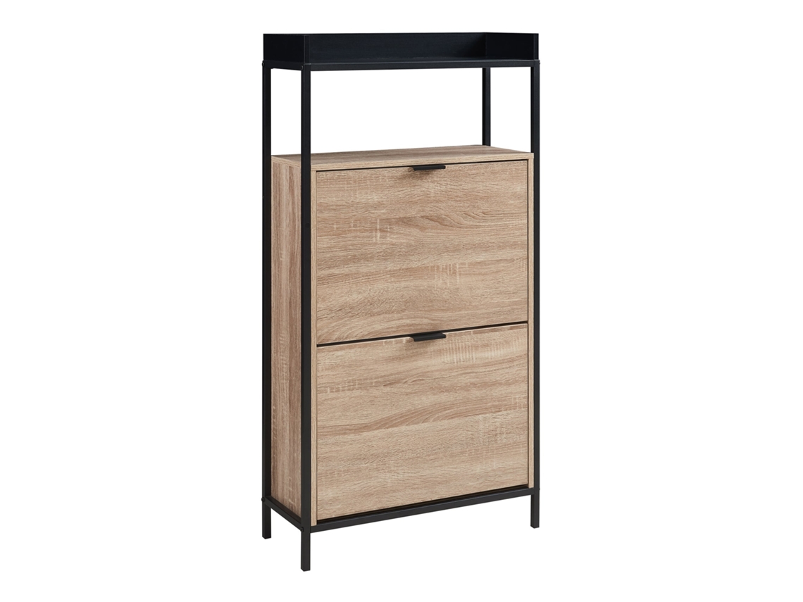 Zapatero Belana Con Puertas Abatibles 116x60x24 Cm - Negro/efecto Roble en.casa