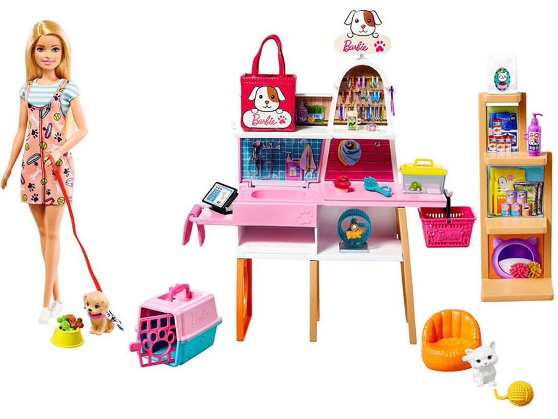 BARBIE Loja de Animais (Edad Mínima: 3 Años - 39,5 x 7,5 x 32,3 cm)