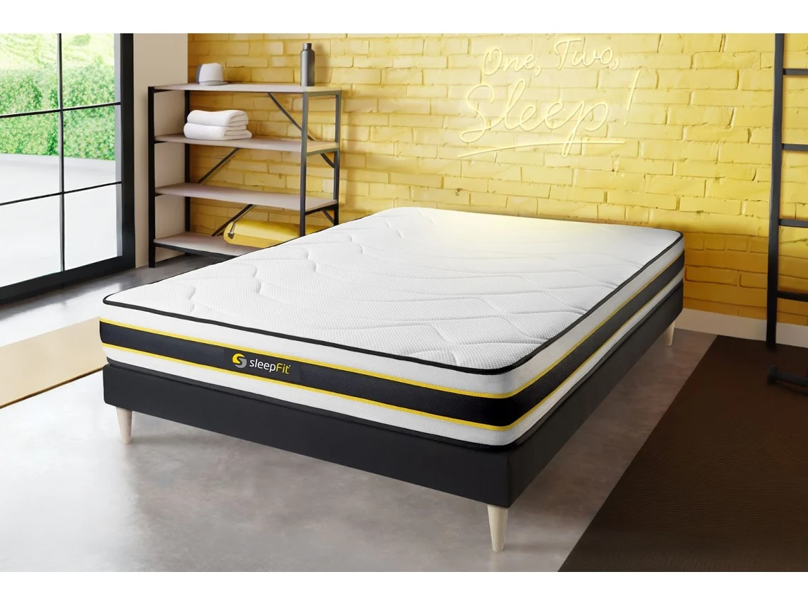 Somier Flexy Multiláminas Zonas Sleepfit Espuma Con Memoria Negro (200x200)