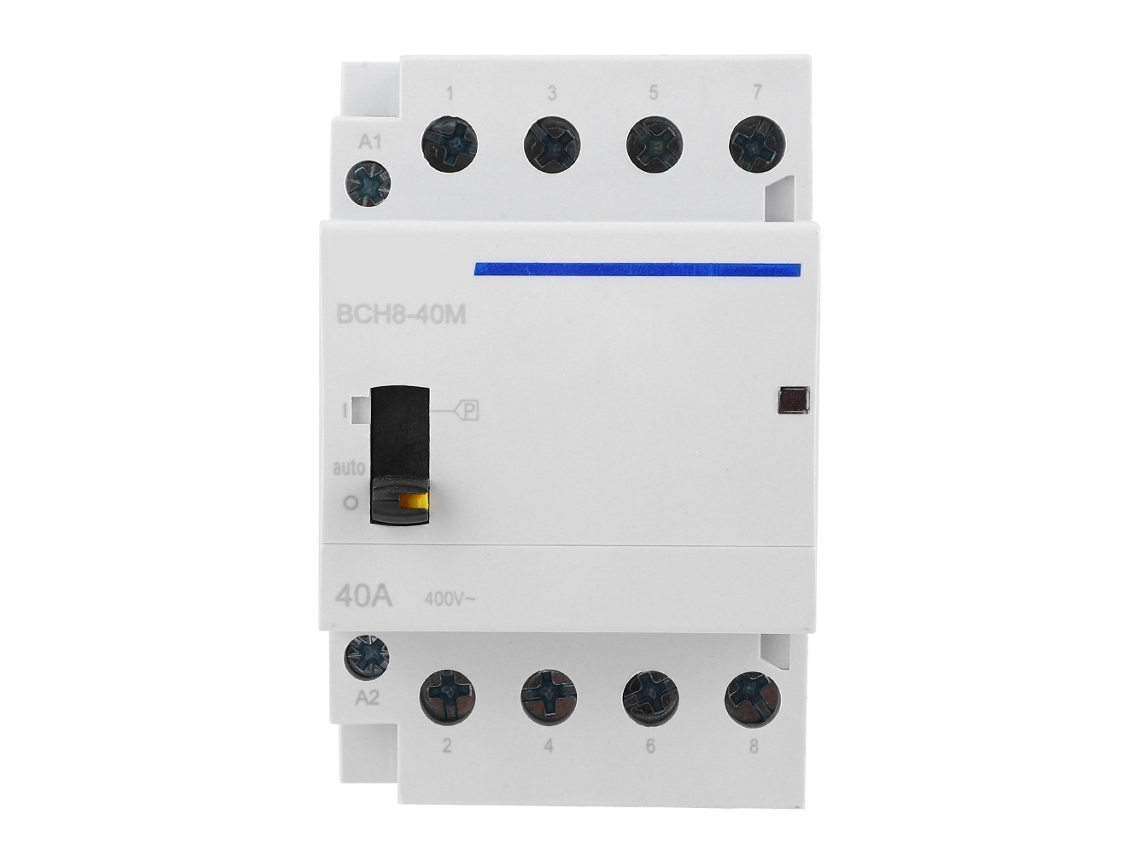 Contactor De Ca De 40 A, 24 V, 4 Polos, 4 Contactos Normalmente Abiertos Con Interruptor De Control Manual Para Riel Din Doméstico