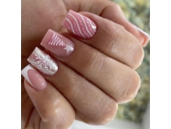 24 uñas postizas blancas no tóxicas con diseño de copo de nieve para pieles sensibles, estilo francés, diseño navideño.