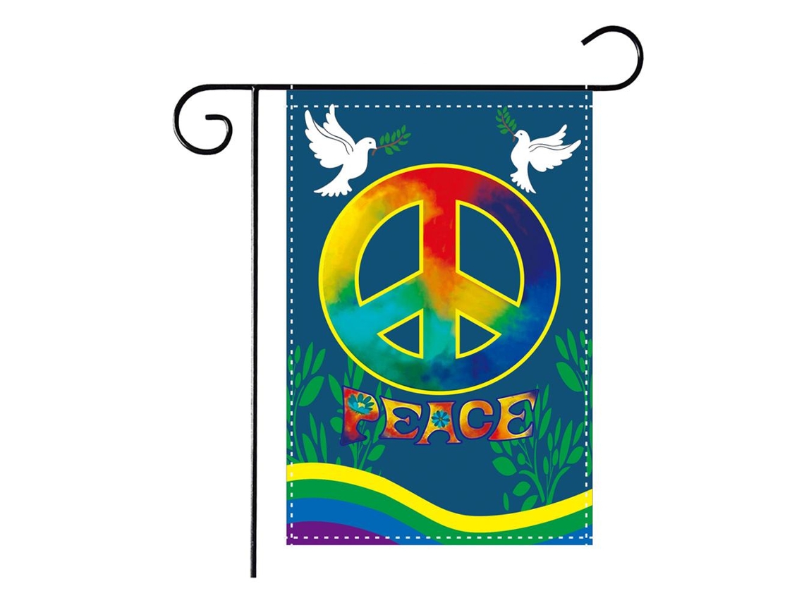 Bandera con el símbolo de la paz para la decoración de jardines exteriores.