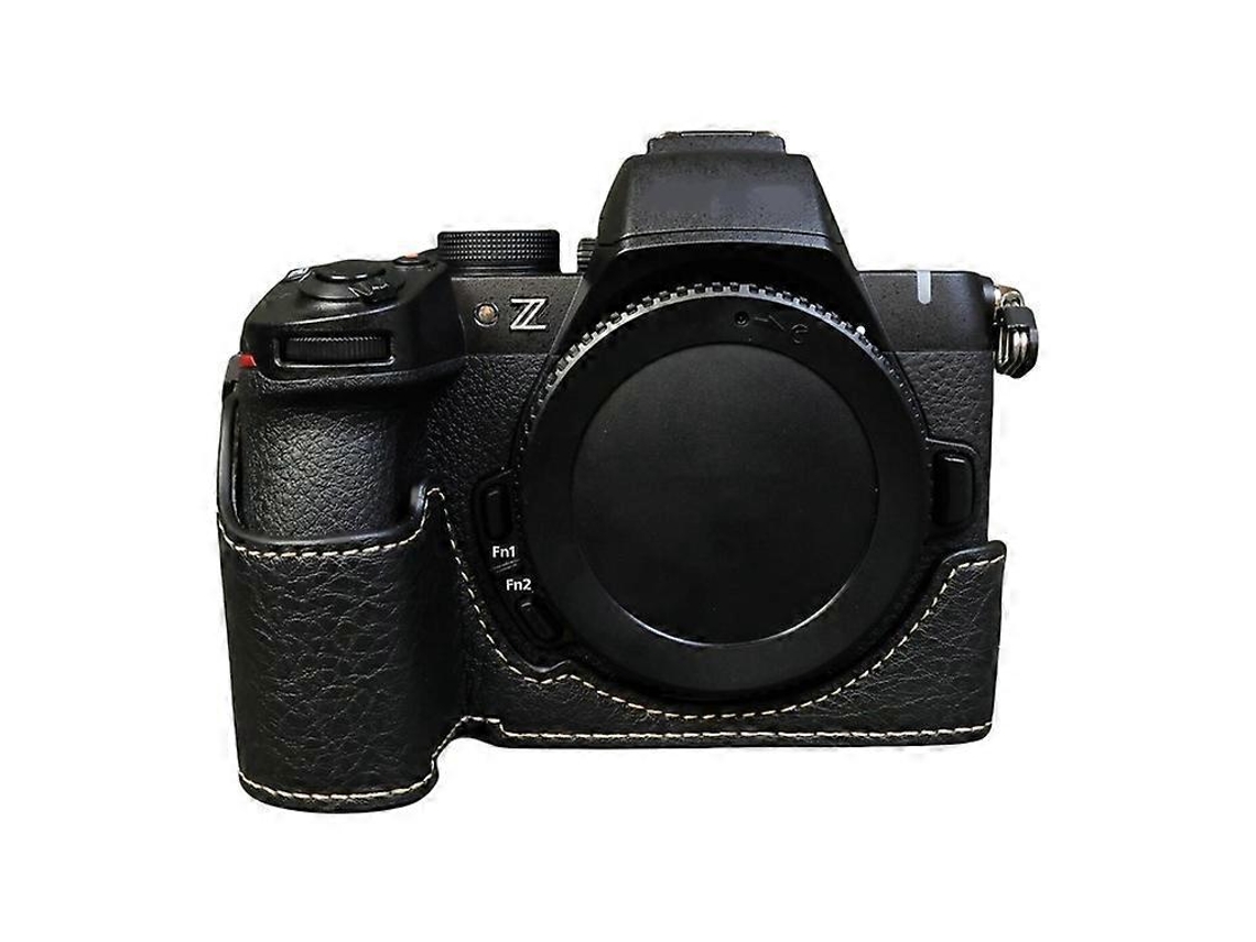Estuche de piel sintética con textura de búfalo compatible con Nikon Z 50 II, estuche de medio cuerpo para cámara con ranura para batería Facpoet