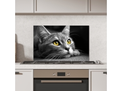 Panel Antisalpicaduras Cocina Gato - Gris - Animales - Gato 60x40 Cm