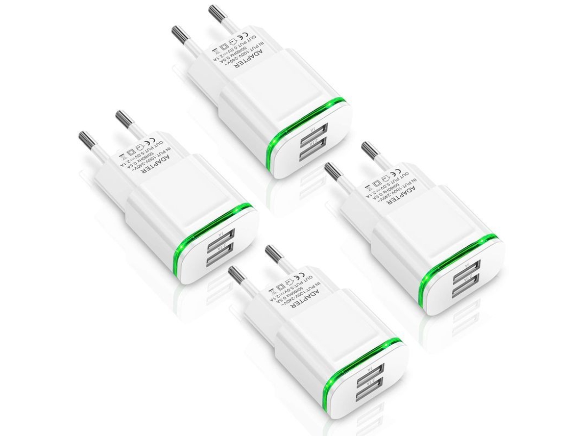 Linjou Paquete De 4 Adaptadores De Enchufe Europeo Para Iphone, Samsung Galaxy, Ipad, Lg, Android Y Otros Teléfonos Móviles.