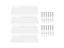 Paquete De 4 Estantes Flotantes De Acrílico Transparente Para Montar En La Pared, Para Adornos De Anime, Cosméticos, Baño, Sala De Estar Y Dormitorio