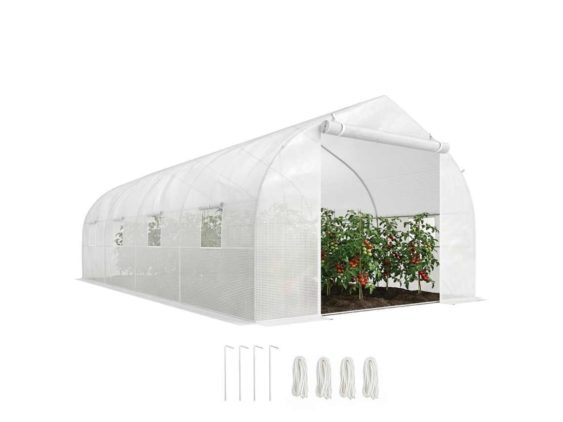 Invernadero/Cobertizo/Jardín de 6x3x2m, color blanco, para cultivo de plantas.
