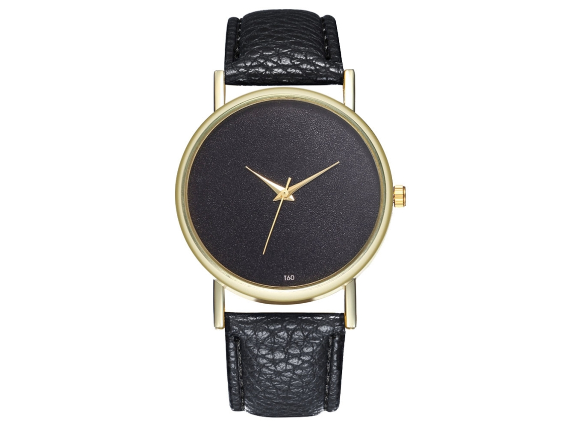 Reloj De Pulsera Analógica De Cuarzo Con Dial Redondo Moda (negro)