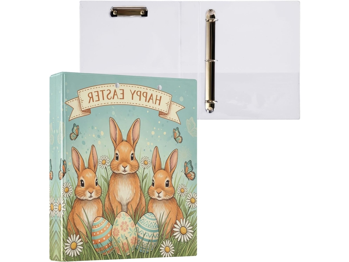 Besportble Carpeta De Conejito Pascua Redondo Y Portapapeles Oficina Pvc. 27,9 X 21,6 Cm 31,5 27 6