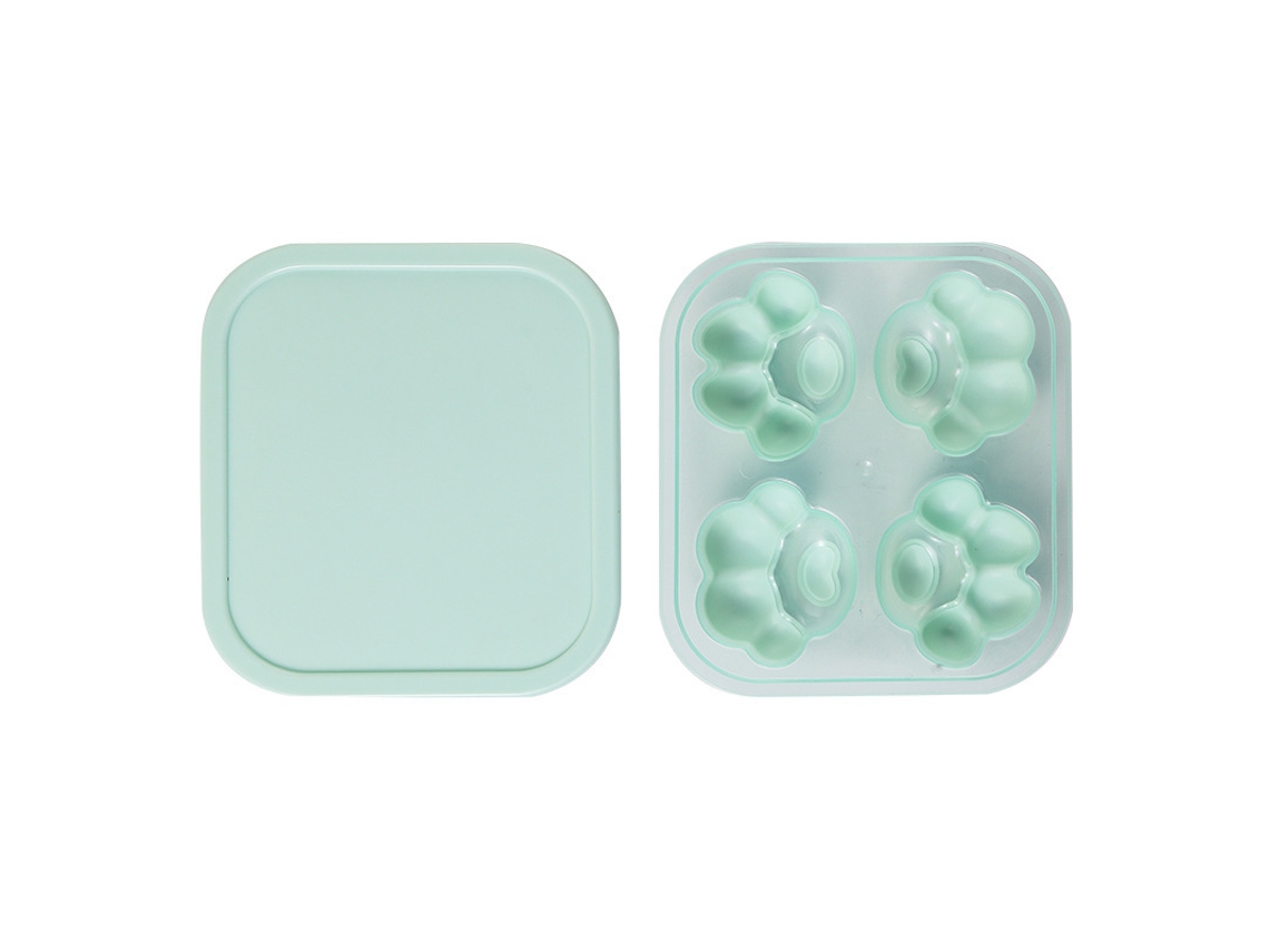 Bandeja De Silicona Para Cubitos De Hielo Con Estampado De Huellas De Gato / Pieza Individual (verde) Czhhmart