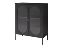 Aparador Karlskrona Con 2 Puertas Acero/cristal 102x80x40 Cm - Negro Mate [EN.CASA]