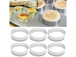 Juego de 6 moldes de acero inoxidable para horno, ideales para pasteles, magdalenas y panes.