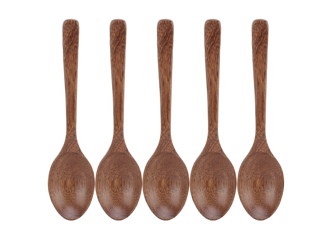 Juego De 5 Cucharas De Madera De Wengué Duraderas Y Resistentes Al Calor, Sin Puentes, Ideales Para Regalos De Cocina.