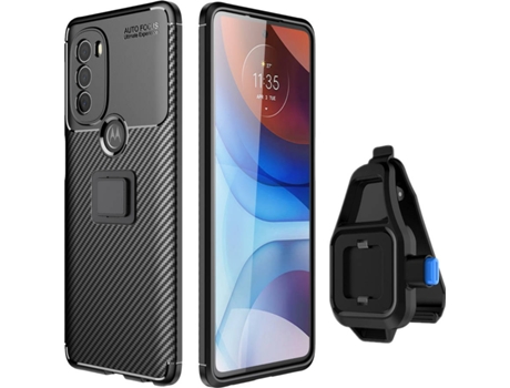 Funda + Soporte de Cintura Motorola Moto G71 5G Rugged Carbon Negro