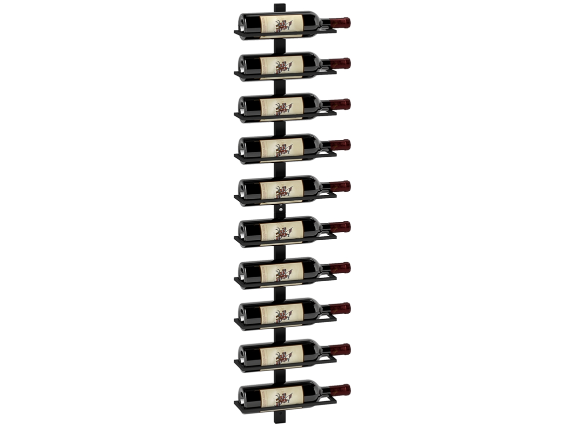 Botellero De Acero Para Pared Con Capacidad Para 10 Botellas, Ideal Para Cocina, Bar, Comedor O Bodega. Color Negro.