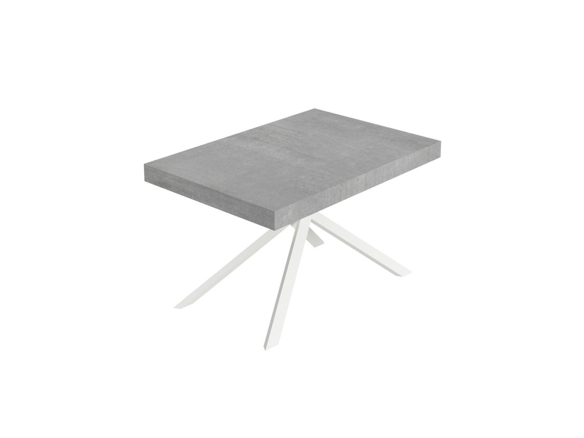 Mesa extensible Niket 130/234x90 cm, patas de hormigón blanco, Itamoby