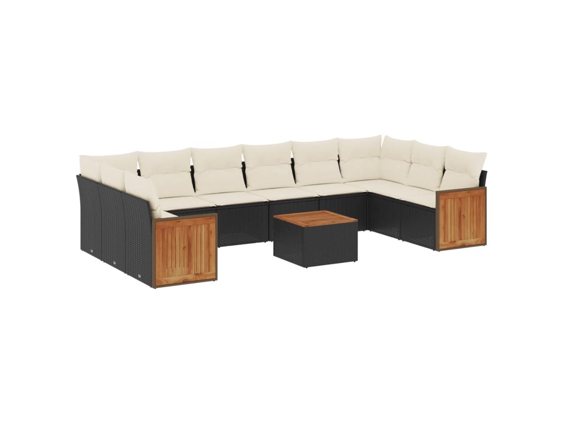 Maison Exclusive - Set De Sofás De Jardín 11 Pzas Y Cojines Ratán Sintético Negro