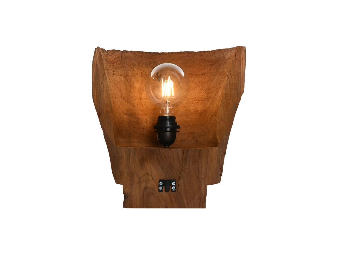 Lampara Aplique Teca Pared Hecho A Mano 30x15x34cm
