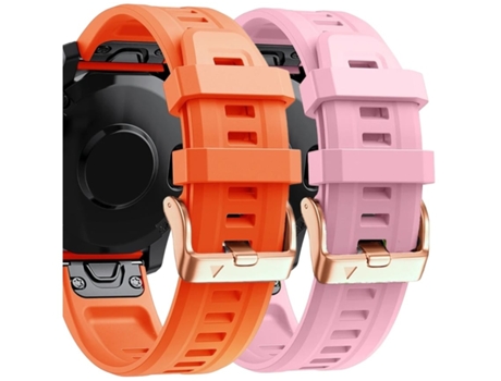 Correa Silicona Cierre Metálico para Garmin Fenix 5S Plus Naranja y Rosa Pack 2X VEANXIN