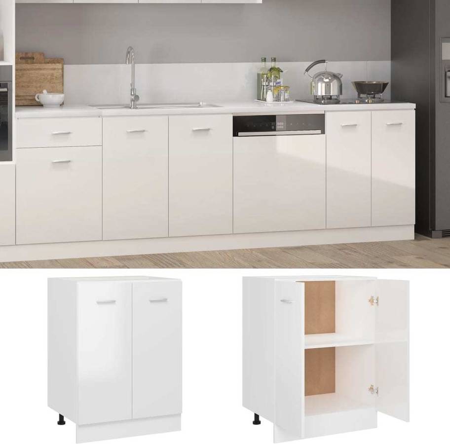 Armario Inferior De cocina vidaxl aglomerado blanco brillo 60x46x815 cm bottom cabinet 801193 60 46 81.5