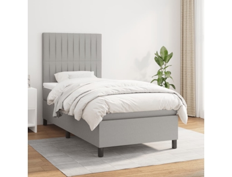 Cama con somier VIDAXL (Gris - Tela - 193 x 90 x 128 cm)