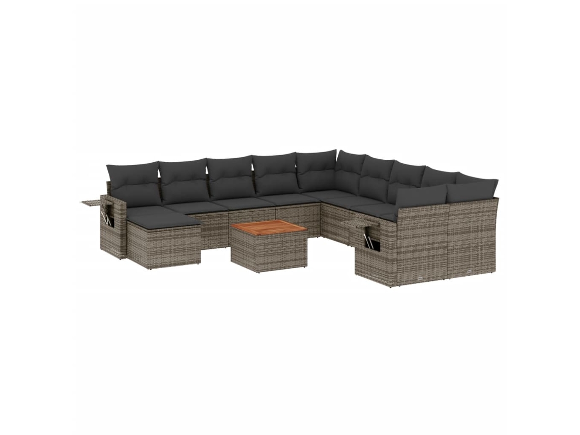 Maison Exclusive - Conjunto de sofás de jardín de 12 piezas con cojines de mimbre y patas grises
