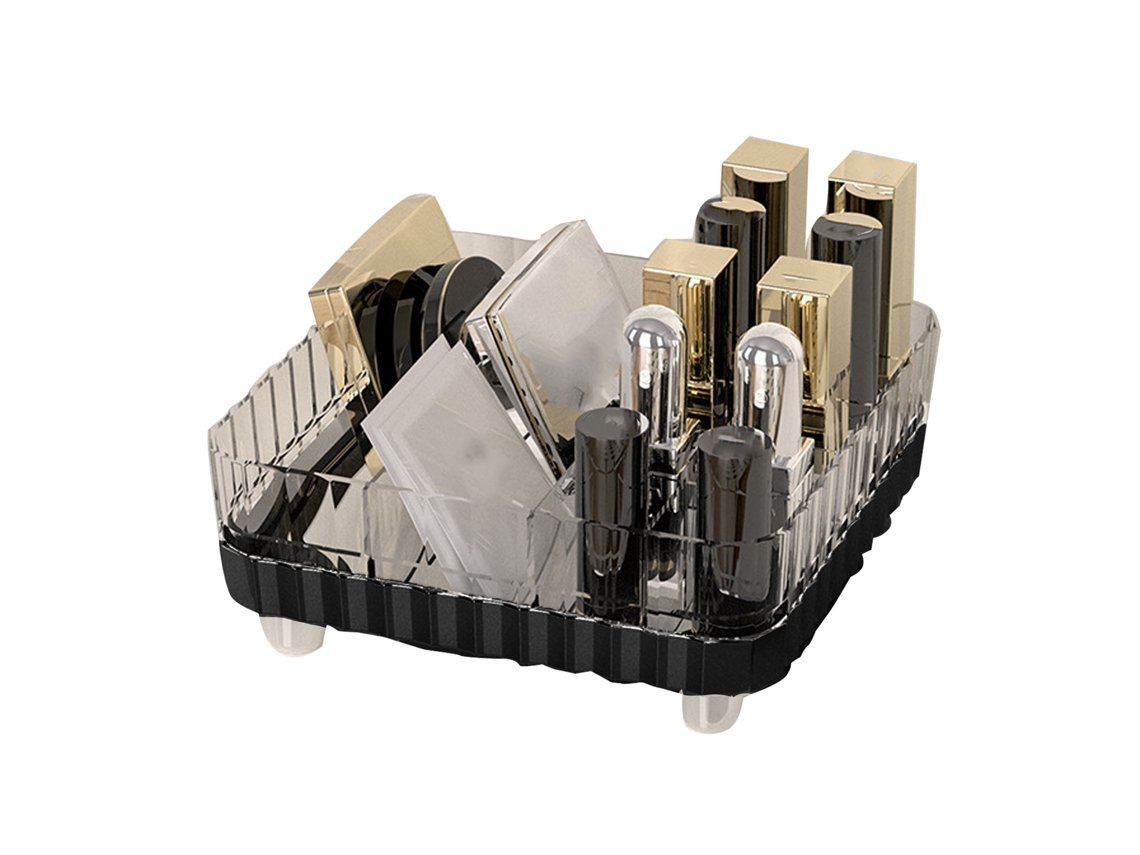 Organizador de maquillaje multicompartimento, organizador de maquillaje de plástico antideslizante para cosméticos, labiales, joyas, transparente,