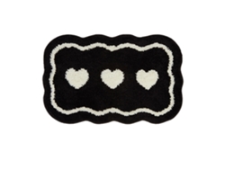 VYLARA Tapete Preto Com Flor, Microfibra Antiderrapante, Macio E Lavável Para Banheiro 40x60cm