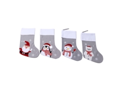 4 calcetines navideños Pingüino Oso Papá Noel Muñeco de nieve Fiesta familiar