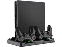 PS4 Vertical Stand, All-in-One PS4 Vertikaler Standfuß Ständer Halter Lüfter for Playstation 4 Pro/Slim, PS4 Controller Ladesatio JEIIBRZUI