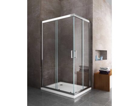 Cabina de Ducha GIORGY Rectangular De 6 mm En Angulo con Cromo y Perfil Reversible - 80 x 110 cm