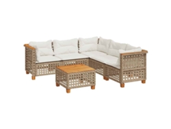 Conjunto de sofás de jardín vidaxl 6 piezas ratán/mimbre beige
