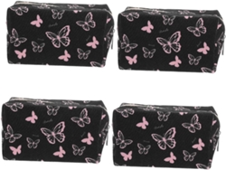 Kit De Maquillaje Portátil De 4 Piezas Con Estampado Y Neceser De Viaje Con Cremallera.