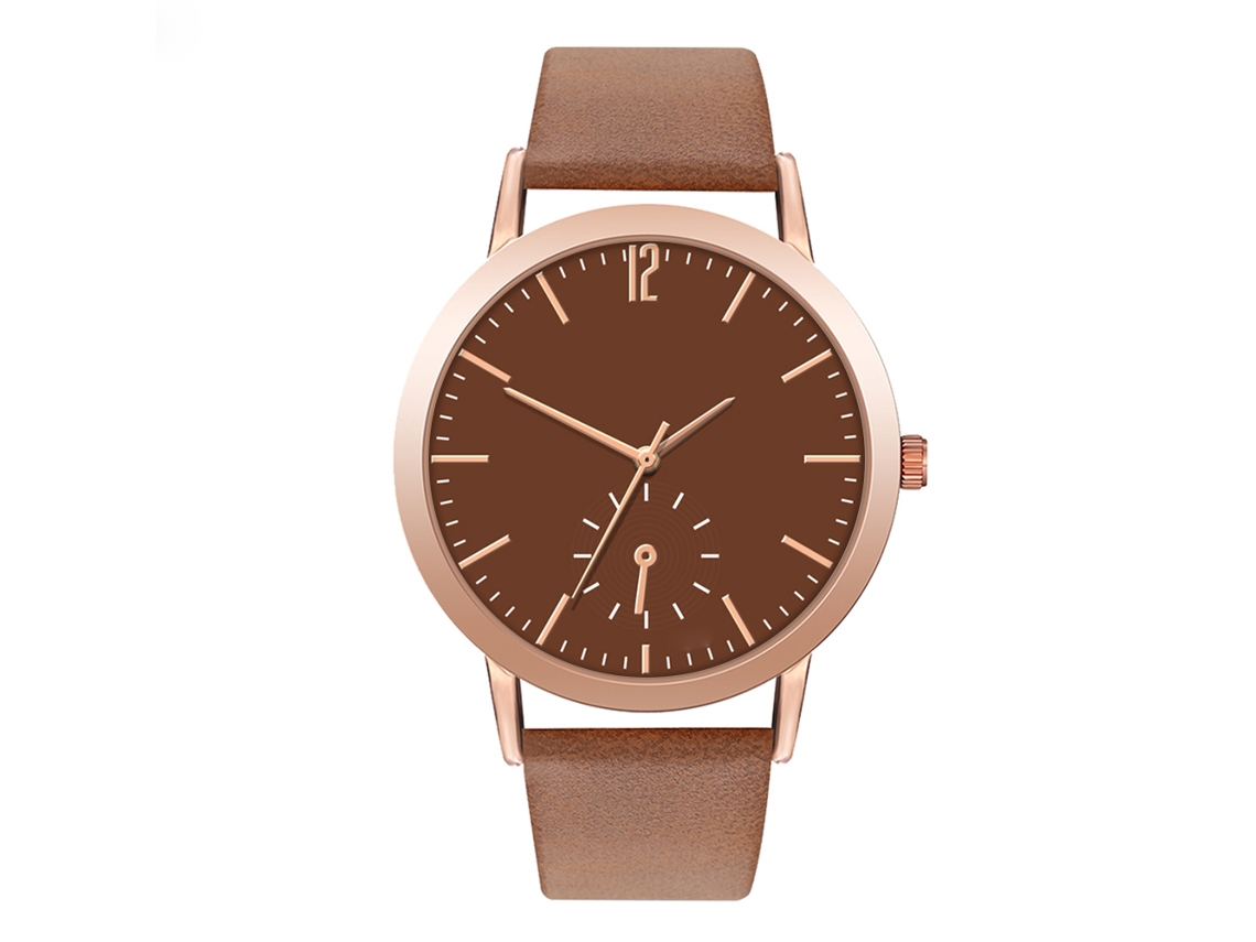 Reloj De Pulsera De Cuarzo Para Parejas, Hombres Y Mujeres, Con Correa De Pu, Esfera Redonda, Estilo Moderno (café).